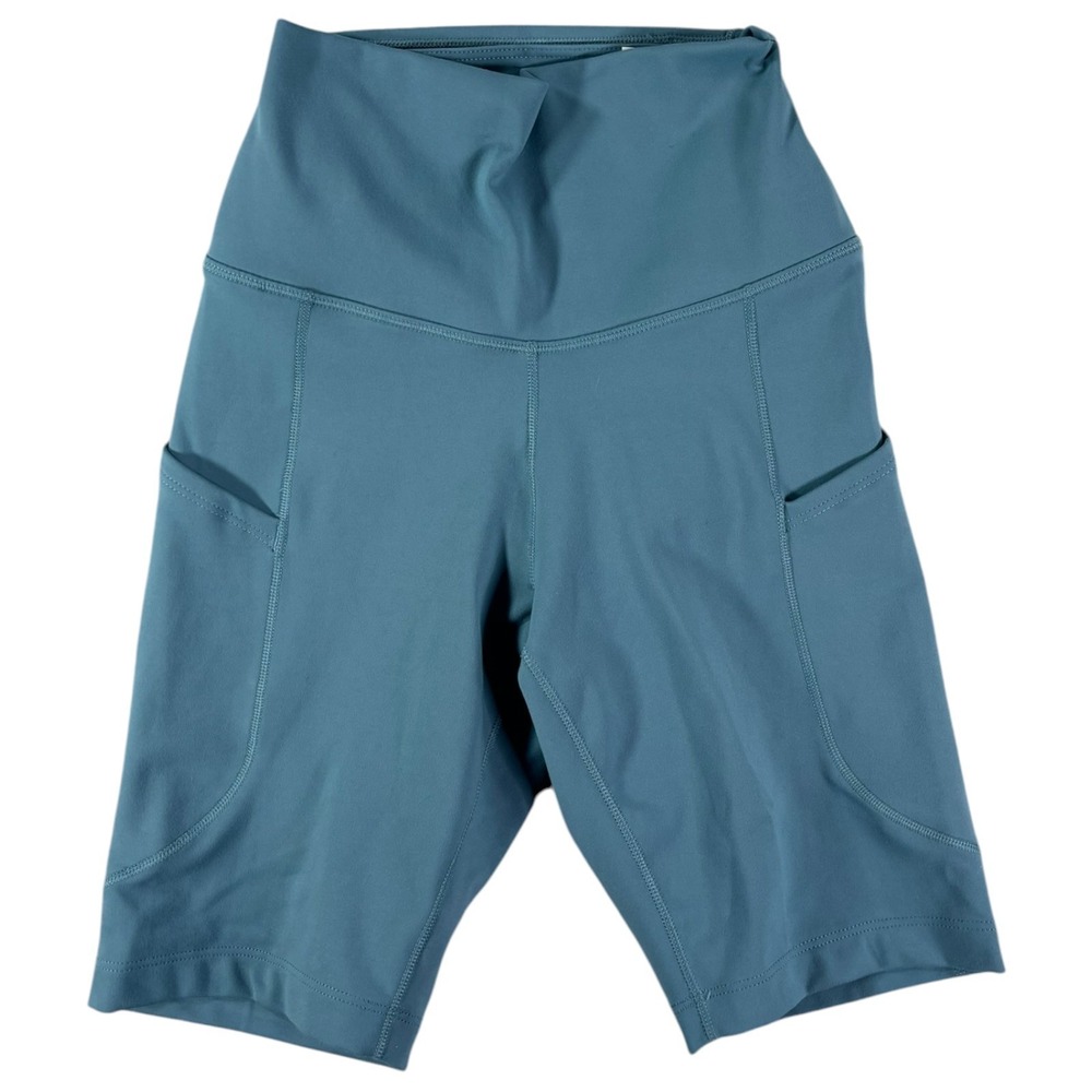Nike One Dri-FIT High Rise Bike Shorts Blue Teal Pockets XS DD0243-493